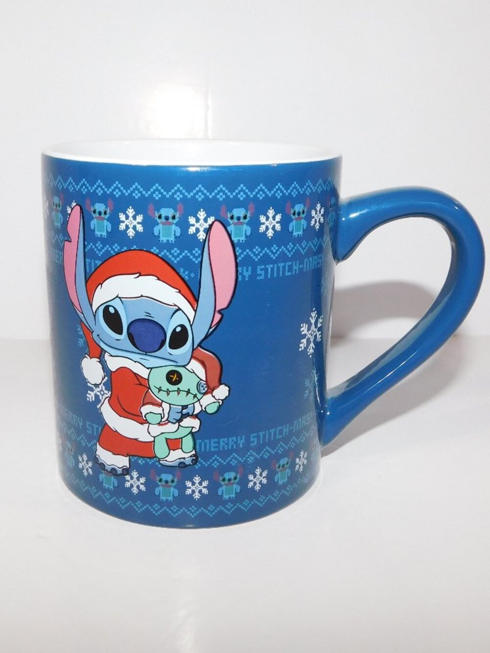 Disney Lilo & Stitch as Santa w Scrump Doll Blue Christmas Mug Merry Stitchmas